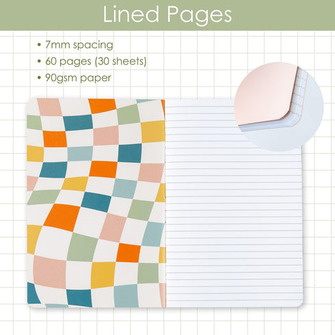 THiNKABLE Cute Notebook Set, 4 Pack Pastel Journals, 5.5 x 8.3 in, 60 Pages, Cute Pretty Inspirational Notebooks, Soft Cover Journals for Students, Back to School Notebooks for Kids Teens