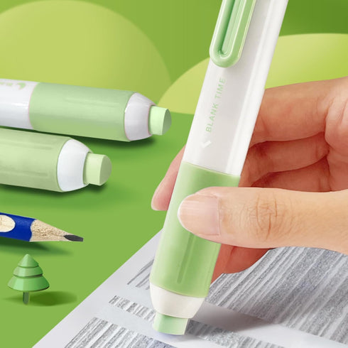 M&G 9+3 Pack Retractable Eraser Pen, 3 Pcs Cute Rubber Eraser Pens with 9 Refill, Art Erasers for Kids