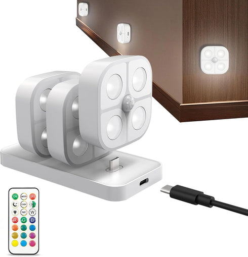 Generic Wireless Stair Lights 3 Pieces Rechargeable Motion Sensor Night Lamp Under Cabinet