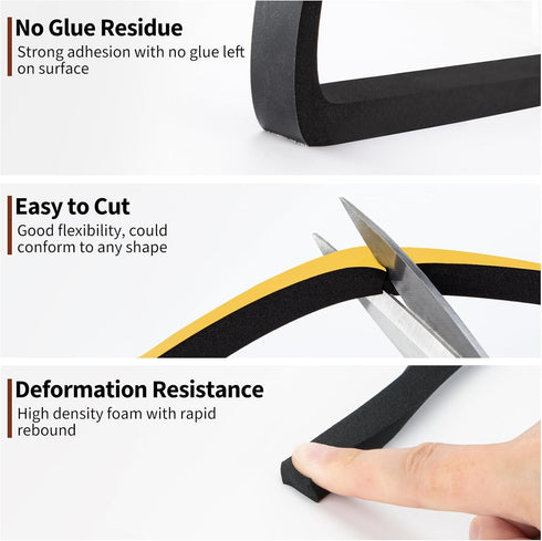 Yotache Foam Tape Weather Stripping for Door, 2 Rolls 1/2" W X 3/8" T, High Density Closed Cell Adhesive Weather Seal