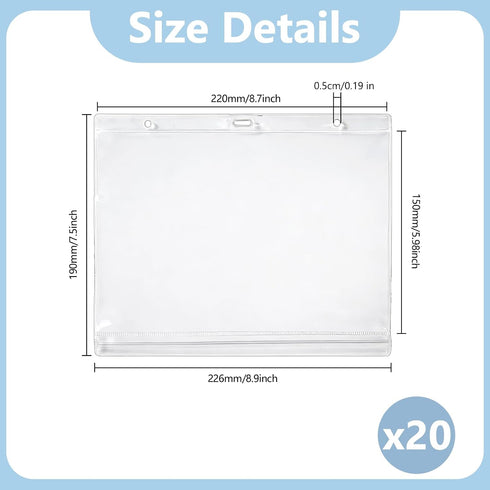 20 8.8x7.4 SUPERDANT PCS Running Medal Hangers Race Bib Display Vinyl Protector Sheets Transparent Rectangular
