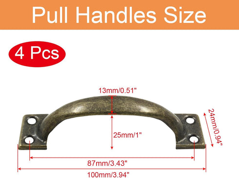 4 Pcs Bronze Pull Handles, Vintage Style Barn Door Handles Metal Gate Pull Handle Cabinet Handles for Drawer, Dresser, Cupboard, Closet (4 Inch Length) by Piutouyar