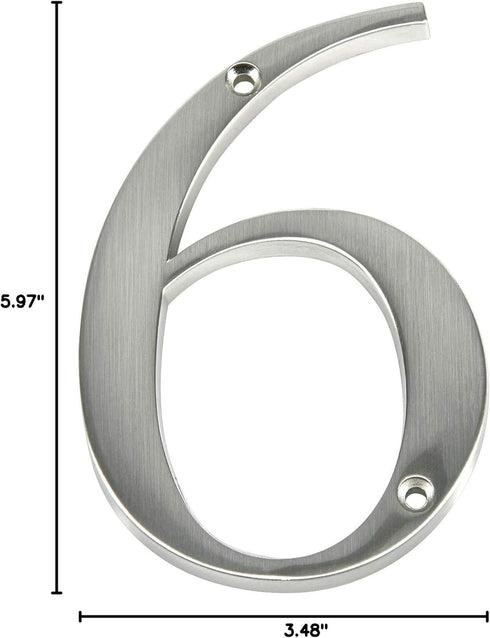 843326 4-Inch 6 Distinctions by Hillman Brushed Nickel Flush-Mount House Number
