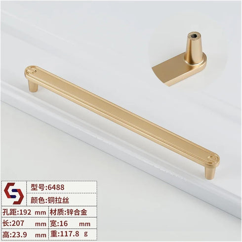 DLAHPJPT Handle(6488 192mm) Antique Kitchen Furniture Cabinet Drawer Pull Gold Zinc Alloy Vintage Wardrobe Drawer
