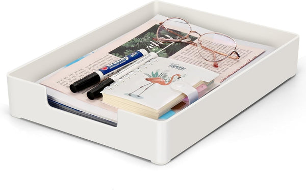 Letter Tray Organizer, Desk Drawer Organizer for Office Supplies, Magazines, Folders, Plastic Tray