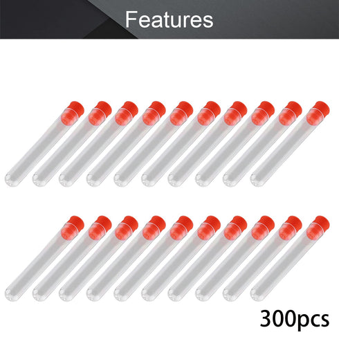 Othmro 300Pcs Clear Plastic Test Tubes with Red Caps, 12mmx75mm Mini Test Tubes for Laboratory Use