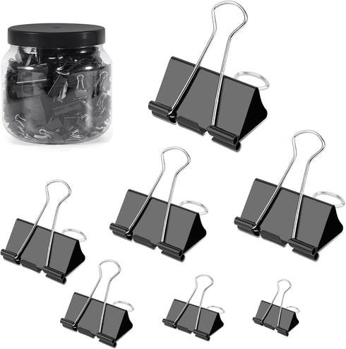 Binder Clips Paper Clamps Assorted Size, 200 Pcs in Extra Large, Large, Medium, Small, Extra Small, Mini