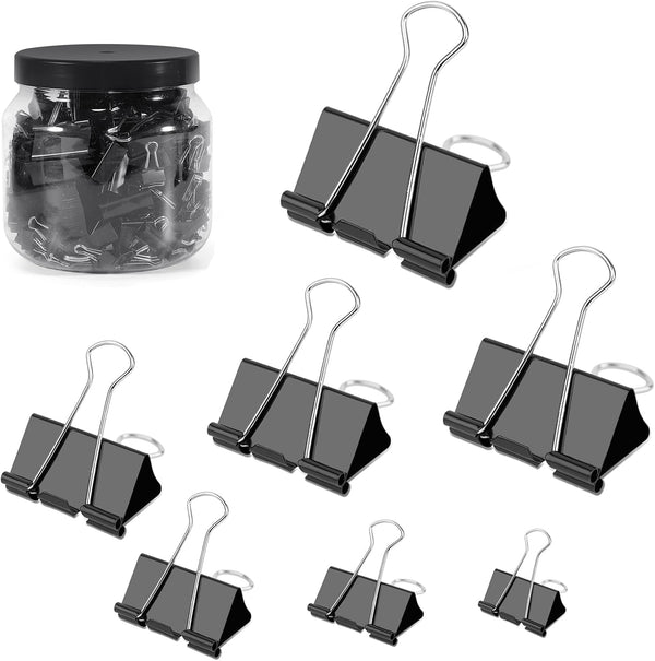 Binder Clips Paper Clamps Assorted Size, 200 Pcs in Extra Large, Large, Medium, Small, Extra Small, Mini