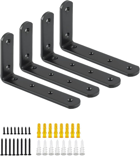 Mooche 4Pack Floating Shelf Brackets, Heavy Duty Metal L Brackets Wall Mounted Corner