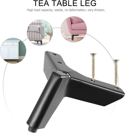 8cm 4pcs Set, POPETPOP Matte Black Metal Sofa Legs and Cabinet Feet, Furniture Support Feet for Bathroom Vanity, Tv