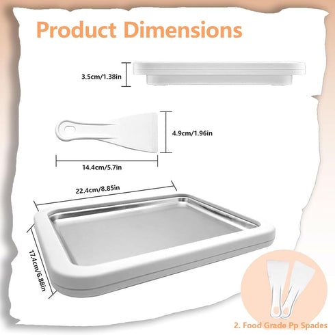 Generic Frozen Sorbet,White,8.85''x6.88'' Ice Cream Roll Maker Rolled Ice Cream Machine, Sweet Spot Pan, Instant Cold