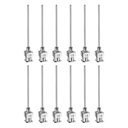 12pcs 18Gauge Stainless Steel Dispensing Needles, 1 1/2" Blunt Tips Luer Lock for Thick Liquids, Ink, Glue