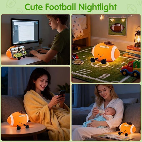 Dimmable 116 Bailey Baby Football Squishy Silicone Night Light, Touch Light Up Football for Kids & Toddlers, Soft Glow