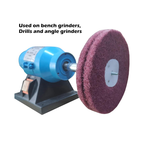 3PC 6 Inch Non Woven Polishing Wheel Kit for Bench Grinder, Hard/Medium/Soft with 10MM Arbor Hole