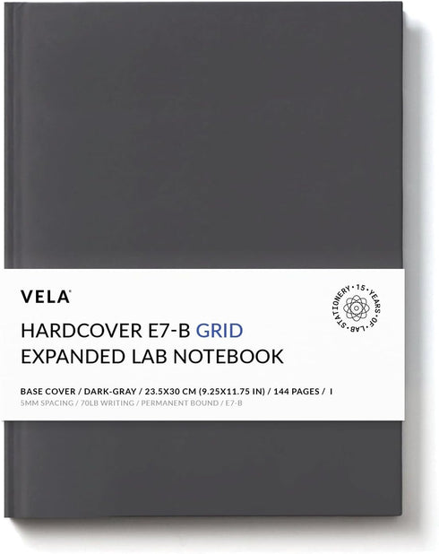 E7-B Expanded Hardcover Lab Notebook, 144 Pages, 9.25 x 11.75 in (23.5 x 30 cm), Permanent Bound, Grid
