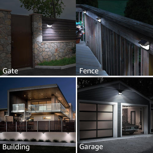 IP65 6500K Pack 4 TORCHSTAR Solar Motion Sensor Lights Outdoor, Waterproof Cordless Outdoor Wall Lighting for Driveway