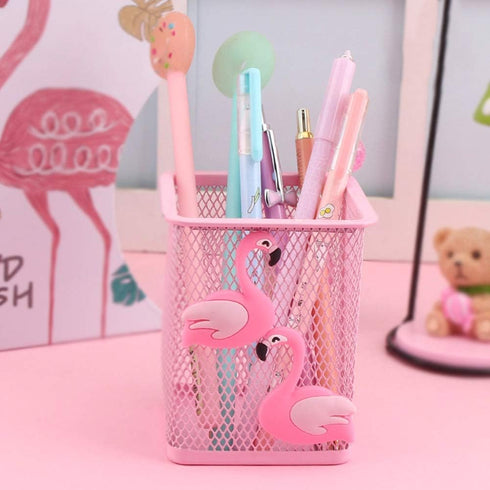 Trycooling 2 Pack Metal Cute Pen Pencil Holder, Office Home Desk Square Cup Caddy for Girls