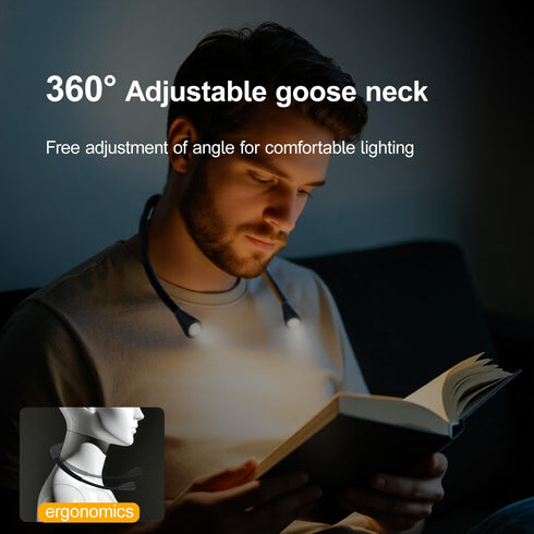 FBY 3 90 LED Rechargeable Neck Reading Light Suitable for Reading Books with Color Temperatures, Hour Long-Lasting