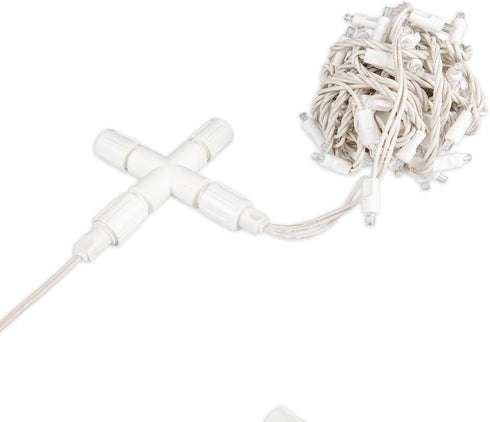 3-Way C7 Novelty Lights Coaxial String Light X-Connector, White Weather-Tight Splitter for Coax LED Mini & Strings