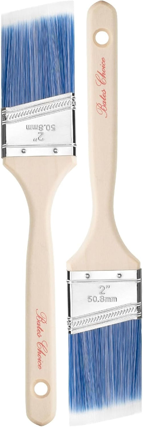 Bates Paint Brushes, 2-Inch, 2 Pack Angle Brushes for Walls, Stain Brush, Furniture Painting