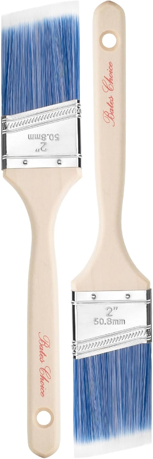 Bates Paint Brushes, 2-Inch, 2 Pack Angle Brushes for Walls, Stain Brush, Furniture Painting