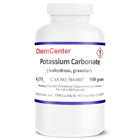 Potassium Carbonate, Reagent, Dense Granular, 99% min, 500 Grams