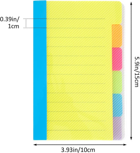 Sticky Notes Set, 2 Pcs Tabbed Self Stick Lined Note Pad Tabs, Portable Stickers, Bright Color Writing Pads Supplies
