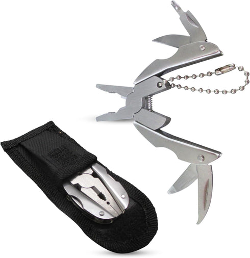 Mini Multitool Keychain Set - 6-in-1 Pocket Tool, Multifunctional Plier, Wire Strippers, Phillips Screwdriver, Knife,