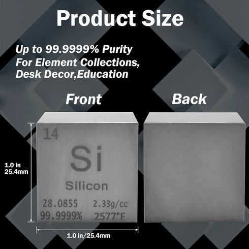 Silicon Cube Metal Density Cubes, Pure Metal High Density Element Cube for Element Collections