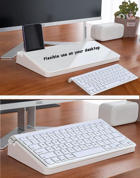 Glass Desktop Whiteboard, Dry Erase Board with Accessories for Office, Keyboard Stand & Organizers, 2 Markers, 1 Eraser