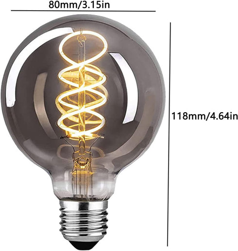Lxcom Lighting LED Decorative Edison Bulb 6W G25/G80 Globe Light Bulbs 60W Equivalent Warm White 2700K E26 Medium Base Smoke Grey Glass Filament Bulbs for Table Lamp Wall Sconce, 2 Pack by Lxcom Lighting