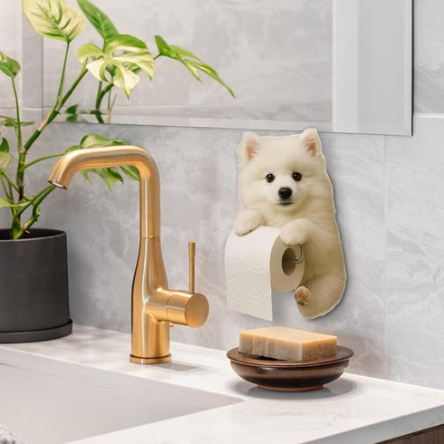 Generic 3D Dog Paper Towel Rack, Wall Mount Resin Dog Shaped Toilet Roll Holder, Funny Animal Paper Towel Holder