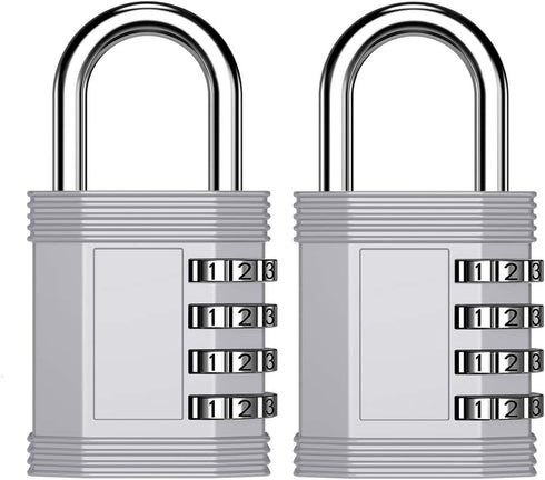 ZHEGE Locker Locks with Code, 4 Digit Combination Padlock for Gym, School, Storage, 2 Pack Silver