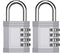 ZHEGE Locker Locks with Code, 4 Digit Combination Padlock for Gym, School, Storage, 2 Pack Silver