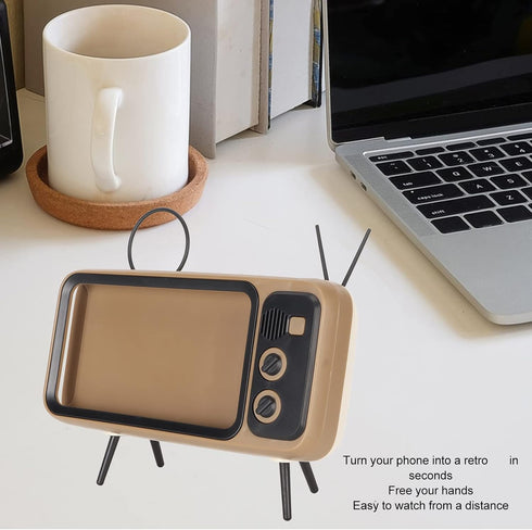 Locadence Retro TV Style Stand Holder, Scratch Resistant Desktop Mobile Phone Stand, Decorative Cartoon Desktop Bracket