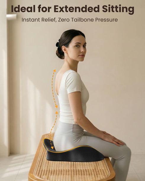 Hsypti Tailbone, Seat Cushion, X Large Office Chair Cushion for Sciatica Pain Relief, Memory Foam Ergonomic Cushions