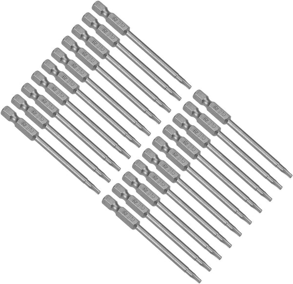 uxcell 20 Pcs T10 Magnetic Torx Screwdriver Bits, 1/4 Inch Hex Shank, 3-inch Length S2 Power Tool