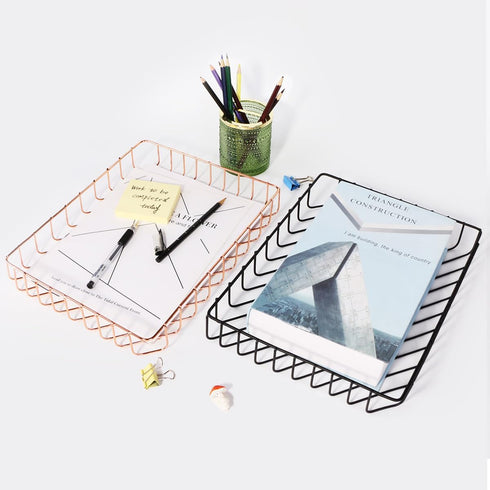 Metal Paper Organizer for Desk, Large Capacity Letter Tray, Paper Holder Basket for Office Classroom Storage