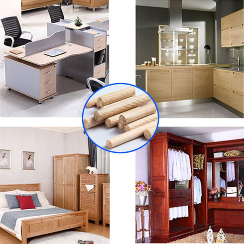 21pcs Assorted Wooden Dowels M6 M8 M10, Hard Wood Grooved Plugs for Furniture Woodwork Craft DIY Carpentry (6mm 8mm