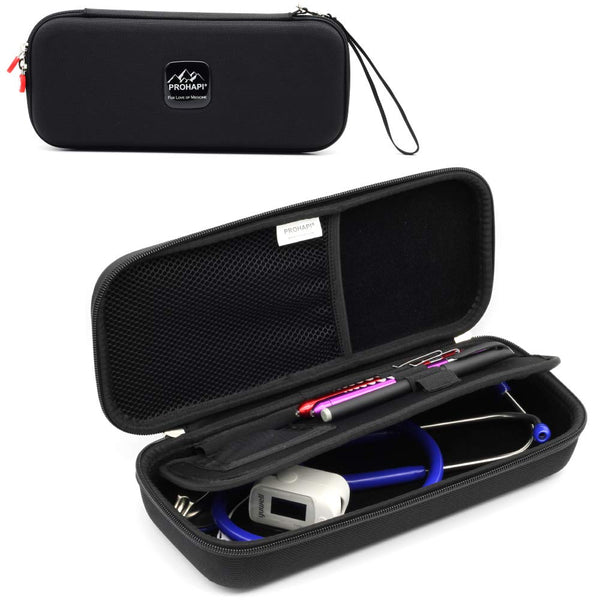 Hard Stethoscope Case, Large Carrying Case with ID Slot, Compatible with 3M Littmann/ADC/Omron/MDF, Black