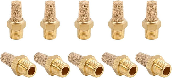 SNS PST-N01 Male Thread 1/8 NPT Brass Pneumatic Exhaust Muffler Silencer, 10 PCS Per Pack