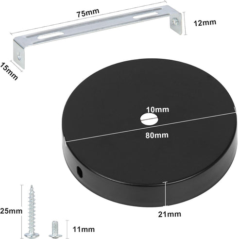 2 Packs 8cm) Light Canopy Kit, Chandelier Ceiling Light Fixture Cover Plate, Ceiling Light Kit with All Mounting