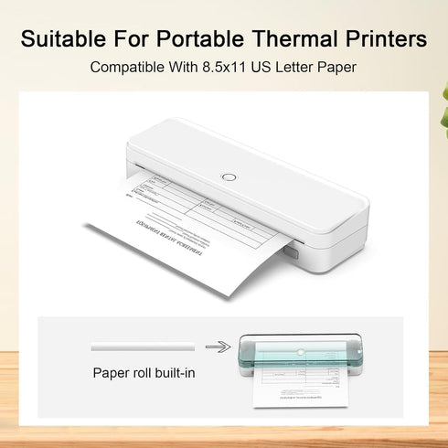 8 8.5x 11 Inches, N80/ A285M/ D810 Rolls Thermal Printer Paper US Letter Size for Thermal Printer, Compatible