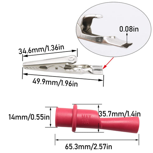 8PCS Multimeter Alligator Clips Set, Test Probe Push On Alligator Clips, 4 Red + 4 Black (MACTPPC-R-B-8)