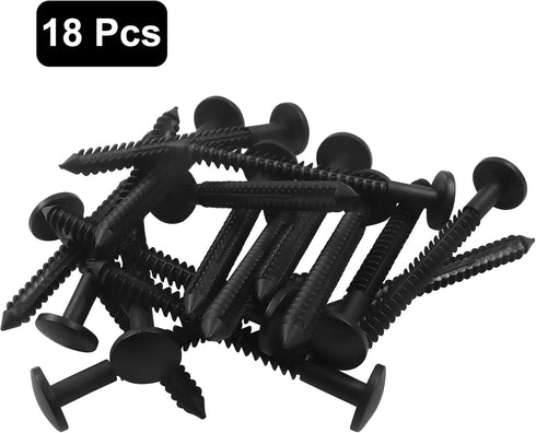 Aoserge 18Pcs 3 Inch Vinyl Shutter Screws - Black Exterior Shutter Fasteners with Reverse Barb Design for Secure