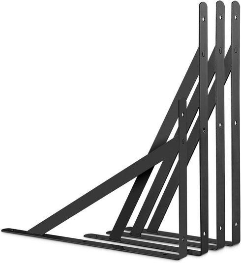STARVAST 4 Pack 11.8 7.5 inch, 90 (300x190mm) Heavy Duty Shelf Brackets x Floating Shelves Black Triangle Shelf