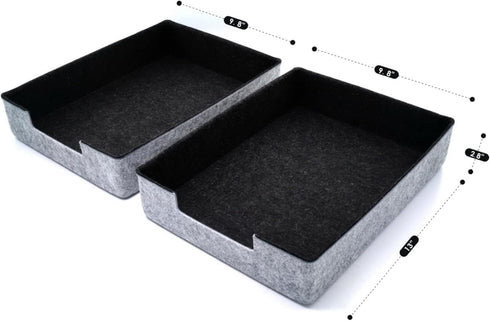 WELAXY 2-Piece Stackable Desk Drawer Organizer Trays - Felt Storage Bins for Document File Papers, Home Office Supplies