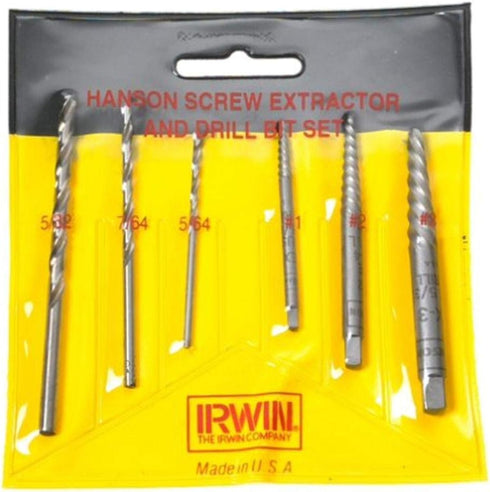 Irwin Industrial Tools 53700 6-Piece Spiral Extractor and HSS Drill Bit Set, Pouched