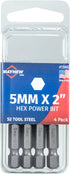 Mayhew Tools 19462-4 Metric Hex Power Bit, 5mm x 2", 4-Pack by Mayhew Tools