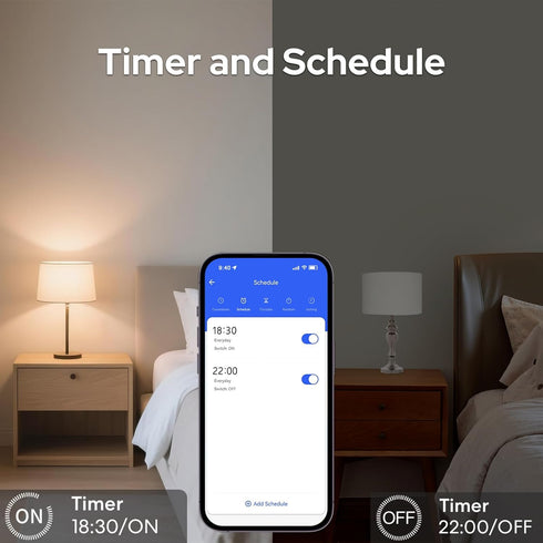 Bulb 60W E26/E27 LoraTap Smart Wi-Fi Light Socket Adapter, Voice for Alexa/Google, Smart Life App Group & Timer, Max